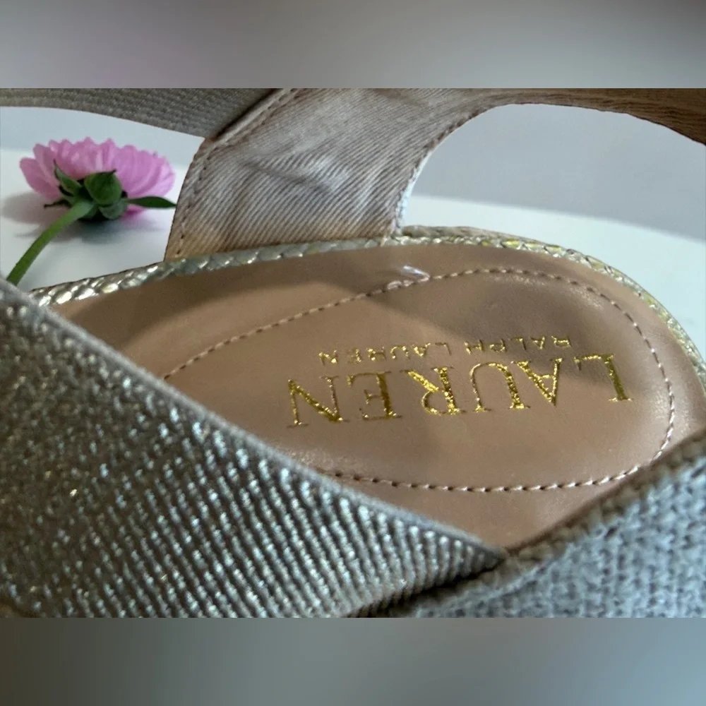 Lauren Ralph Lauren size 9.5 Pearl Espadrille Wedge Pumps BRAND NEW IN BOX! - Picture 9 of 12